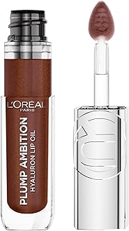 Plump Ambition Hyaluron Lip Oil, 24 HR Lip Gloss with Hyaluronic Acid, Volumizing Formula with Glass-Like Shine, La Nuit Sparkle, 0.16 Fl Oz