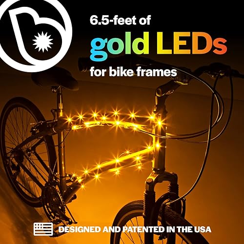 Miniatura 2 de Brightz CosmicBrightz - Cuerda de luz LED para marco de bicicleta, cuerda de 6.5 pies, funciona con pilas con interruptor de encendidoapagado, color