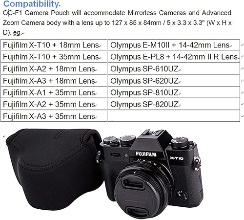 Miniatura 10 de JJC - Funda de neopreno ultraligera para cámara Canon EOS R EOS RP + lente de 0.945-4.134in, 80D 70D 750D +18-13517-850.709-2.165in, Nikon D7500