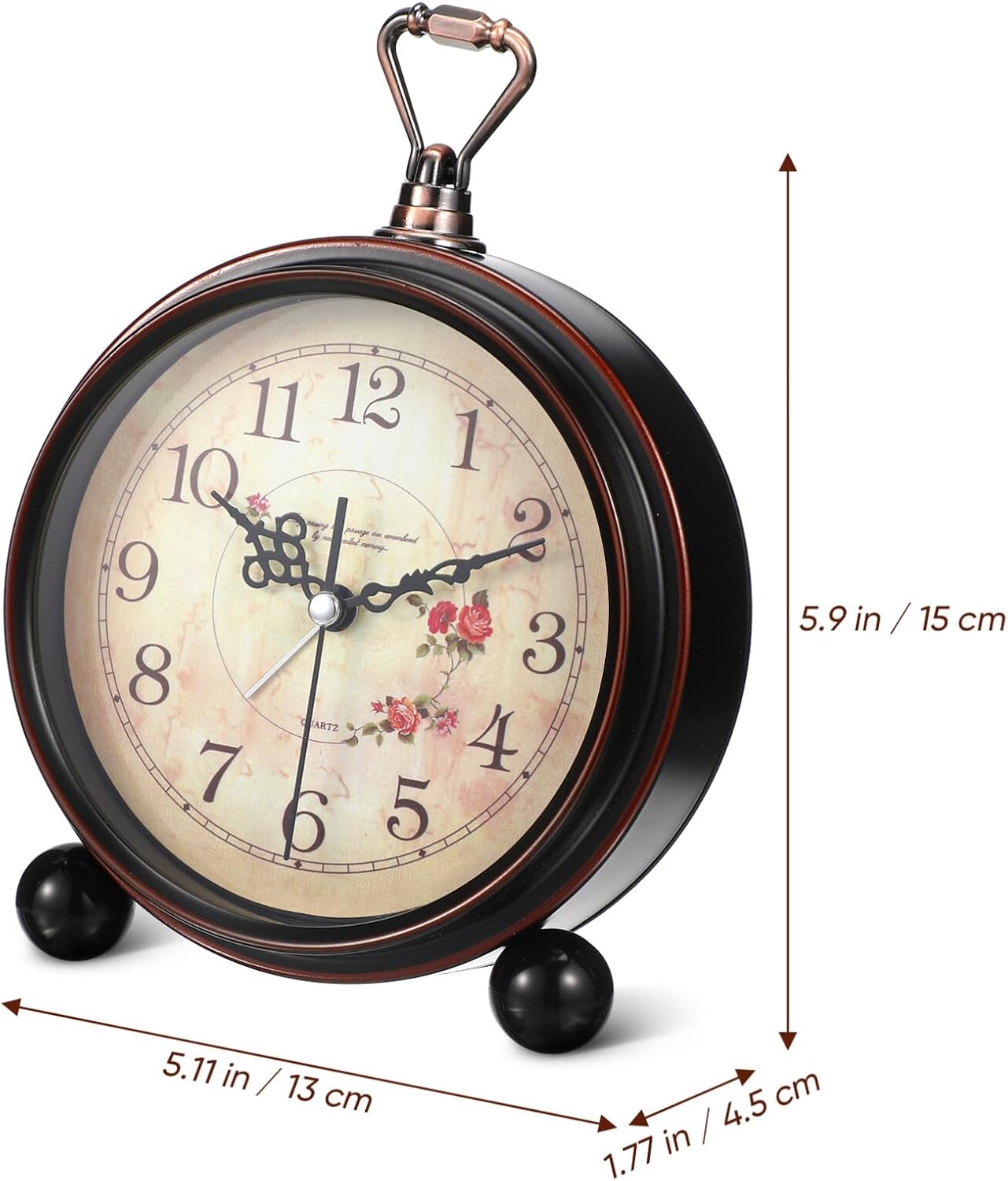 BESPORTBLE Vintage Style Alarm Clock Silent Antique Retro Table Clock Decorative Quiet Non-Ticking Classic Retro Desk Alarm (Without Battery)