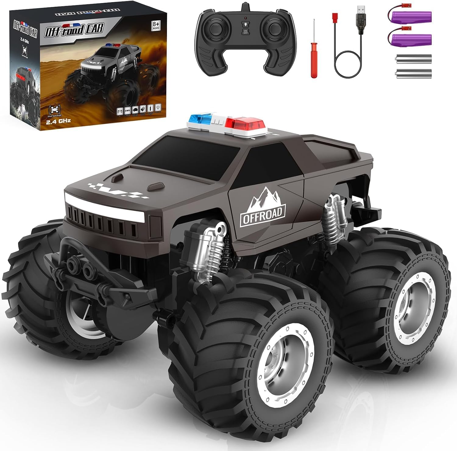 OMIRE Remote Control Car, All Terrain Remote Control Truck, Monster Truck Toys for Boys RC Cars with 360 Degree Spins, Pickup-Style Toy Car with Light, 2.4 GHz All Terrain Off-Road Pickup for Boys Kids