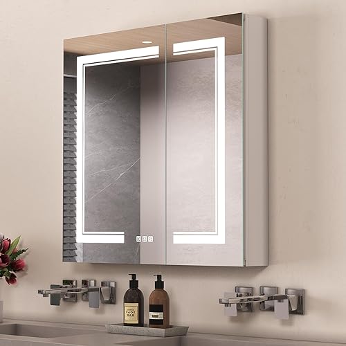 ImageYou Espejo de baño LED de 36 x 28 pulgadas, espejo de baño con luces, espejo LED para baño, espejo de baño iluminado, espejo de baño con luz