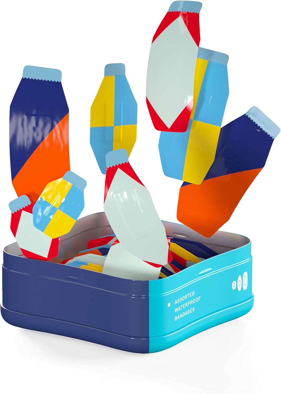 Welly Bandages - Waterproof | Adhesive Flexible Fabric Bravery Badges | Assorted Shapes for Minor Cuts, Scrapes, and Wounds | Colorful and Fun First Aid Tin | Nautical Patterns - 39 Count : Baby