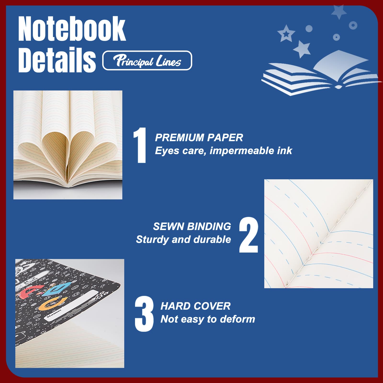 24 Pack Primary Composition Notebook K-2, Primary Ruled Journal, Draw and Write Journal for Kids, Notebook School Supplies for Students, Hard Cover, 200 Pages(100 Sheets)