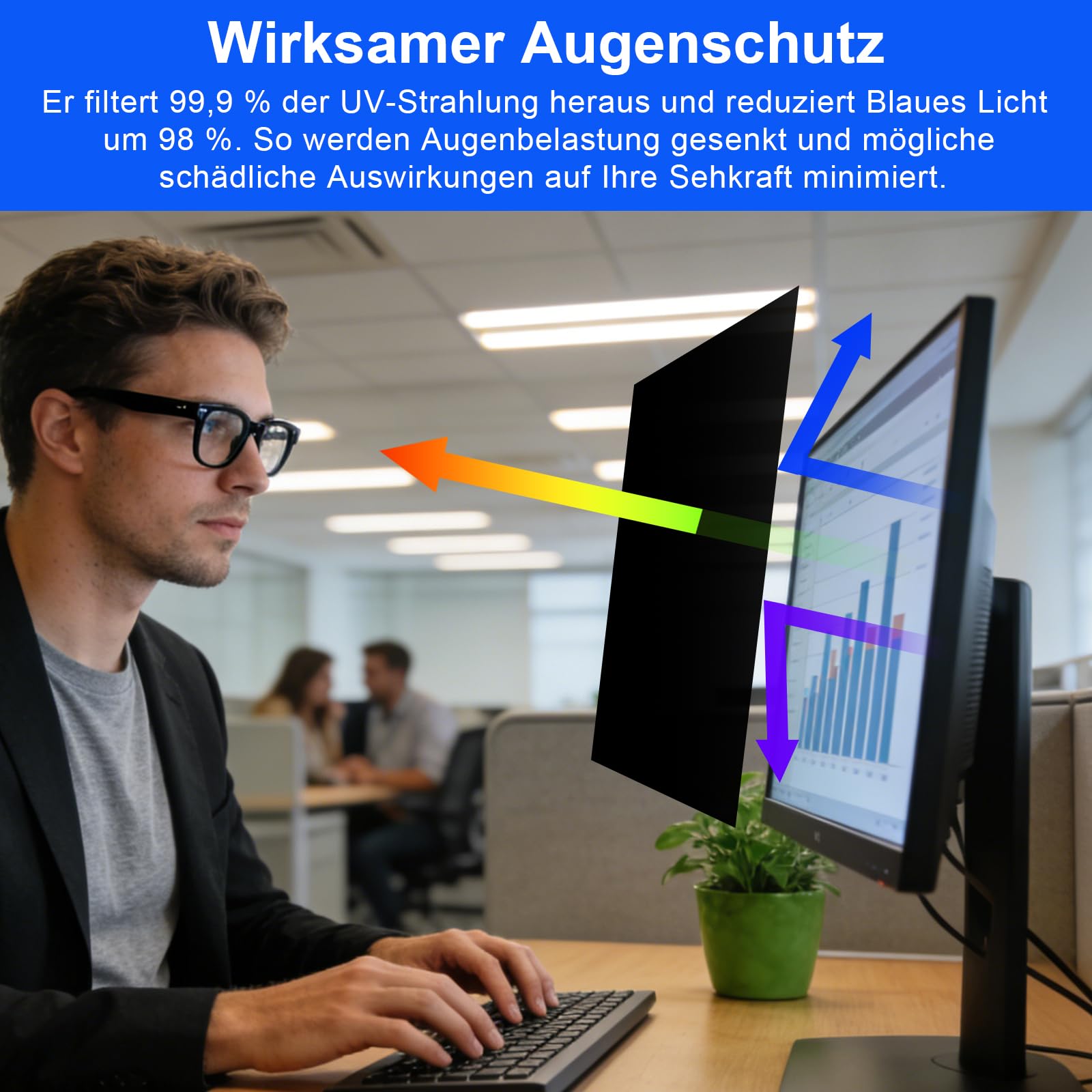 27 zoll blickschutzfolie für 16:9 Seitenverhältnis,Blaulichtschutz, Blendschutz, beidseitig verwendbar,27 Zoll Abnehmbarer Schwarzer Abdunkelungs-Antispy-Sichtschutzfilter für Desktop