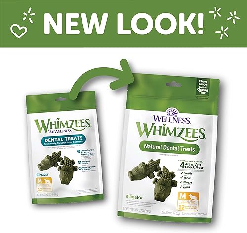 Miniatura 3 de WHIMZEES by Wellness Alligator - Masticables dentales naturales para perros, golosinas de larga duración, sin granos, refresca el aliento, raza