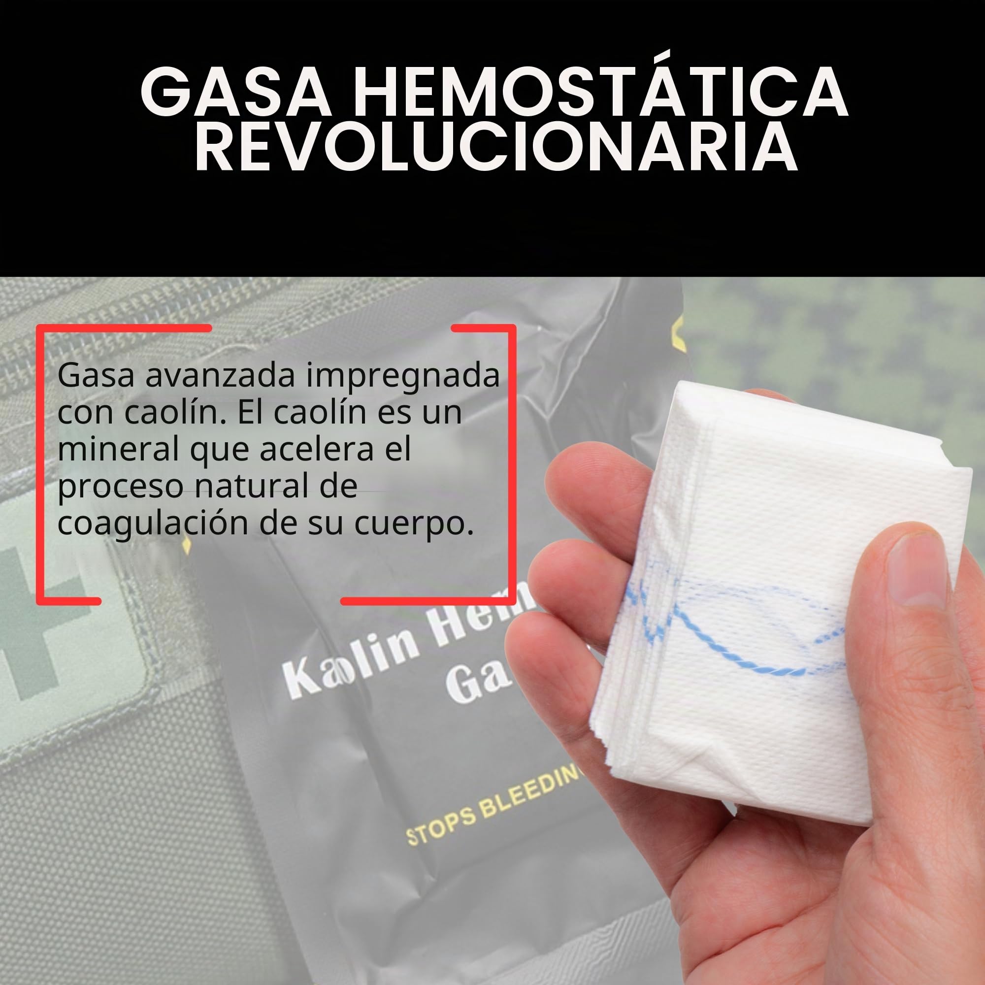 Charter Tactical First Aid Advanced Quick Clotting Combat Gasa - Gasa hemostática flexible para detener el kit de sangrado más rápido, con gasa de coagulación rápida, kit de supervivencia, 7,6 cm x