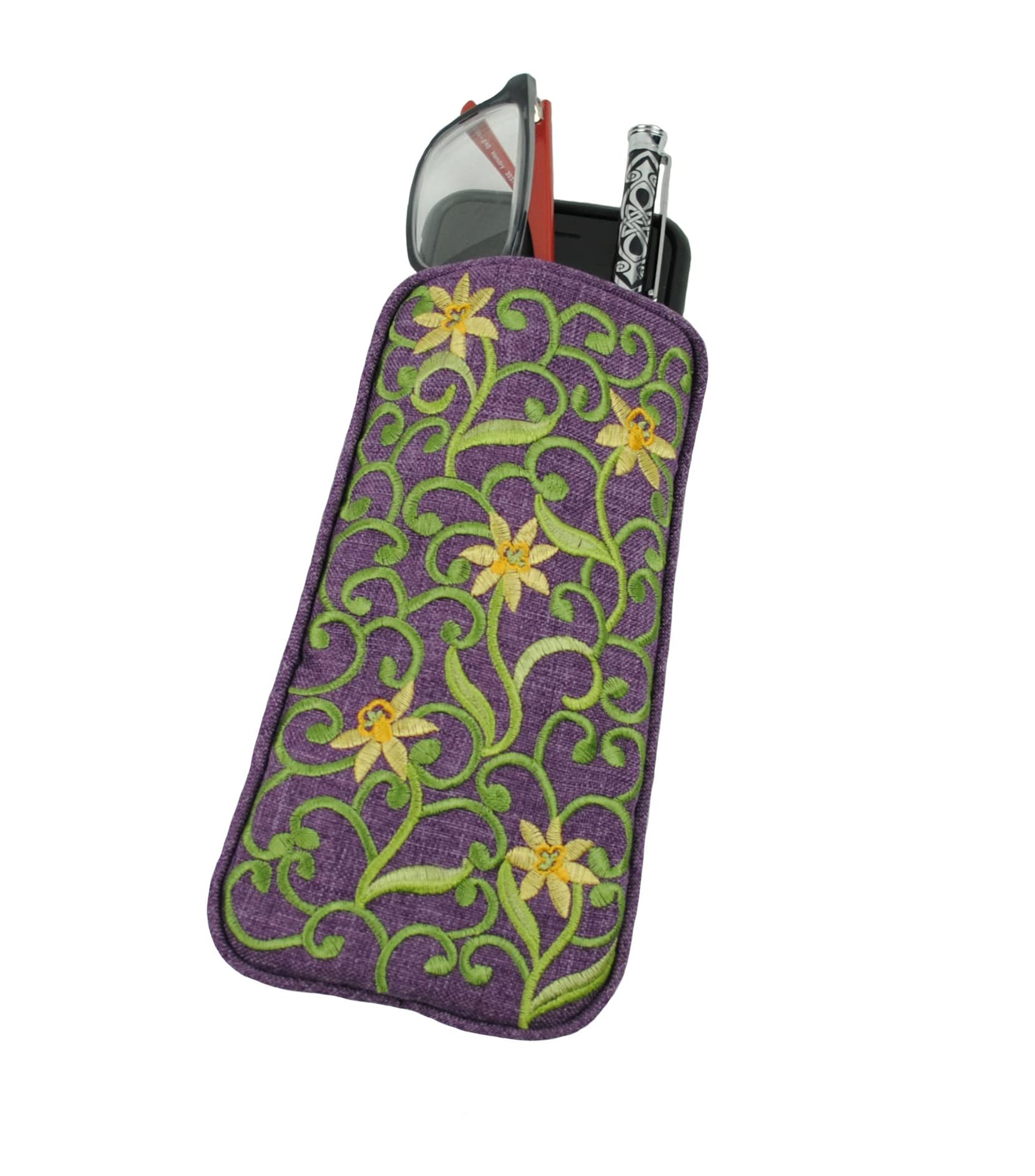 Justina Claire Double Specs Case in a Daffodils Purple Design