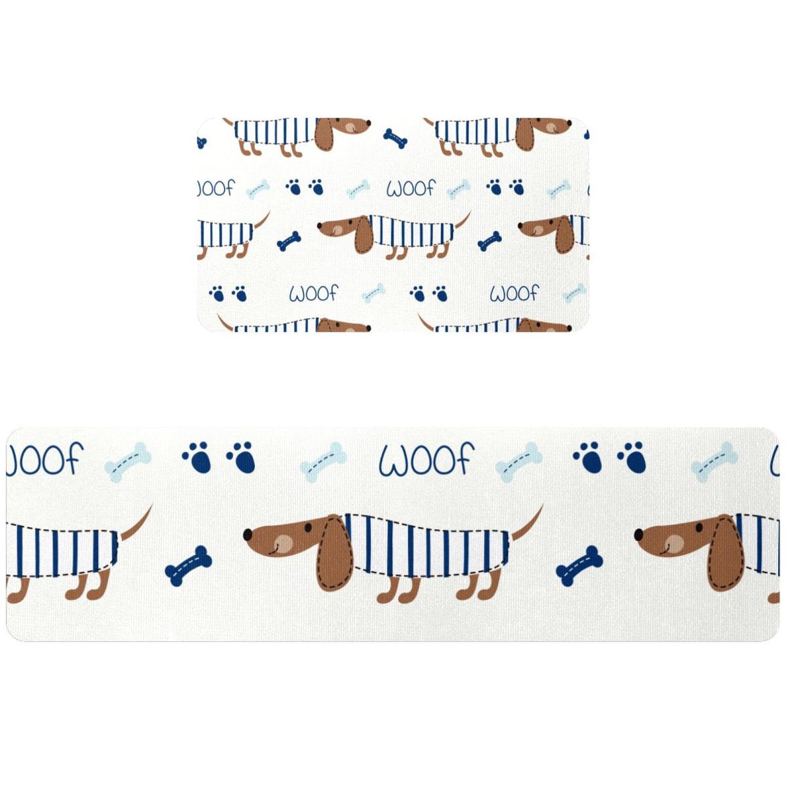 Tapis de cuisine pour couloir et buanderie motif teckel lavable