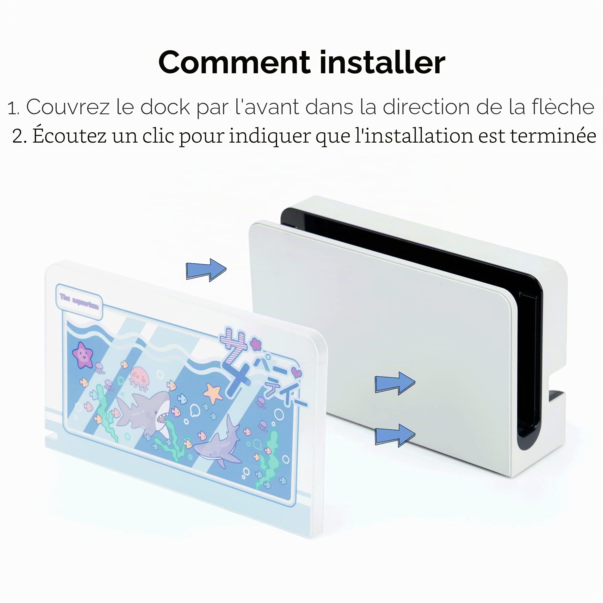 GeekShare Coque Anti-Rayures pour Station d'Accueil Switch OLED - Coque de Rechange Rigide Compatible avec Nintendo Switch OLED (Shark Party)