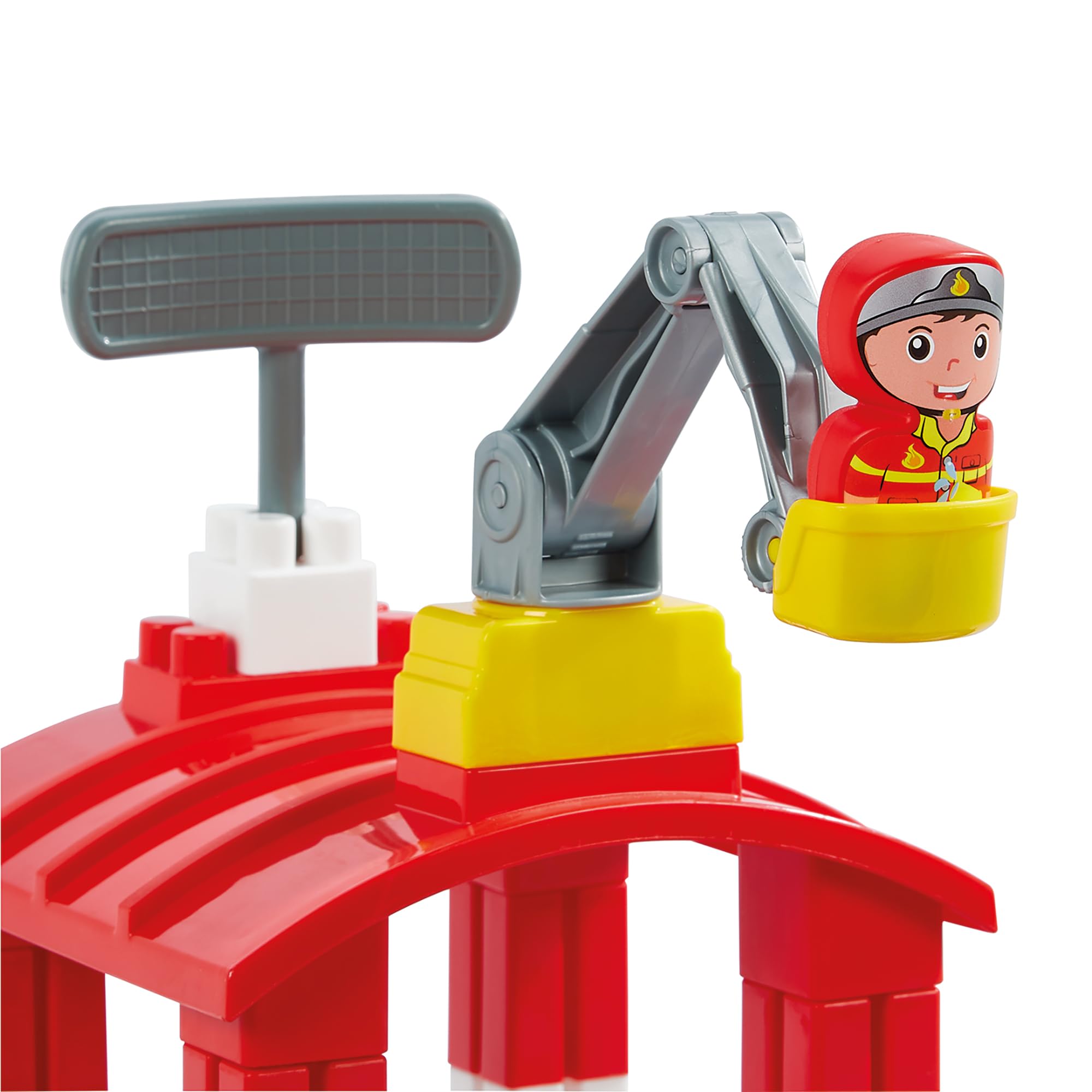 Ecoiffier Spielzeug - 1349 - Feuerwehr-Circuit im Eimer - Abrick - Konstruktionsspielzeug für Kinder - Ab 12 Monaten - Herkunft Frankreich garantiert