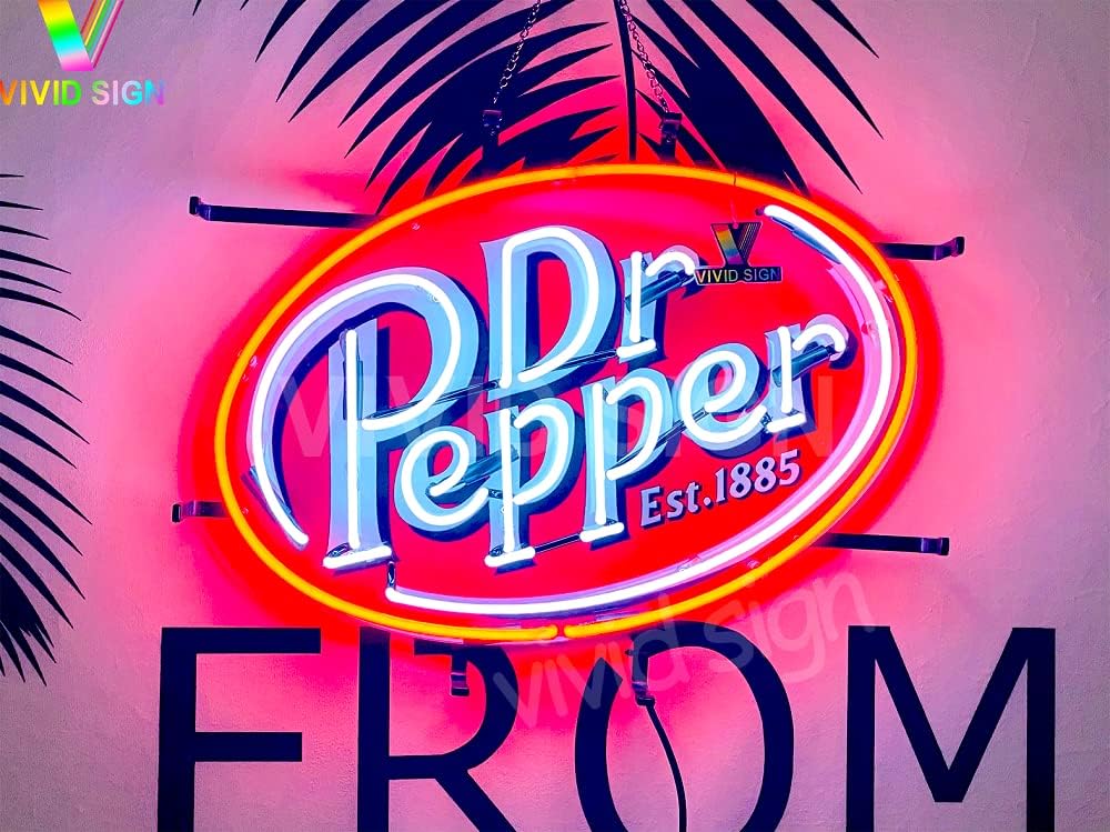 Queen Sense 20"x16" Dr Peppers Est.1885 Neon Sign Light Lamp with HD Vivid Printing Tech Artwork A120DPOSVVD