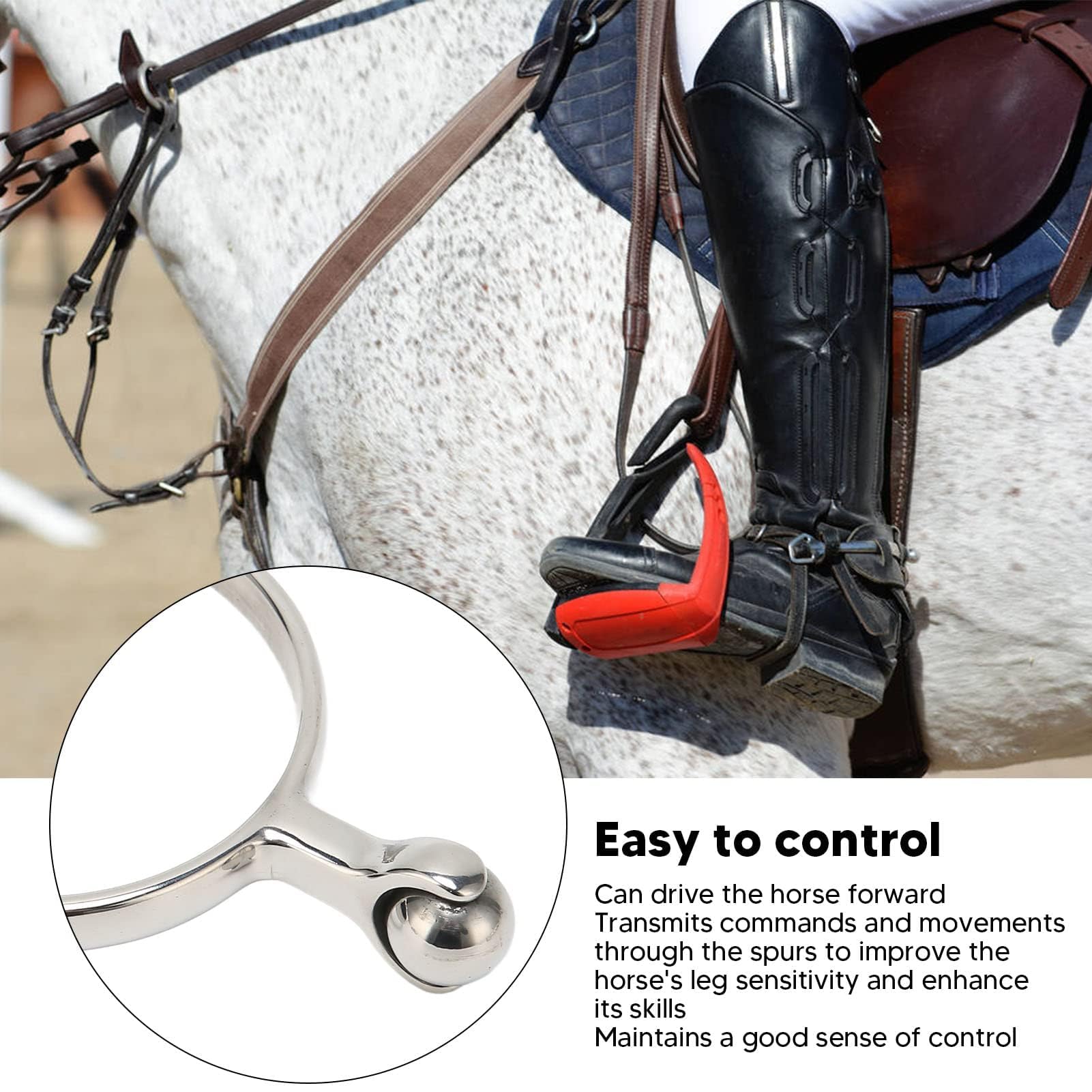 2 Piezas espuelas Caballo para Mujer, espuelas Bola Rodillo para Montar a Caballo Acero Inoxidable Occidental, espuelas Rueda Redonda para Botas ecuestres Amantes la equitación