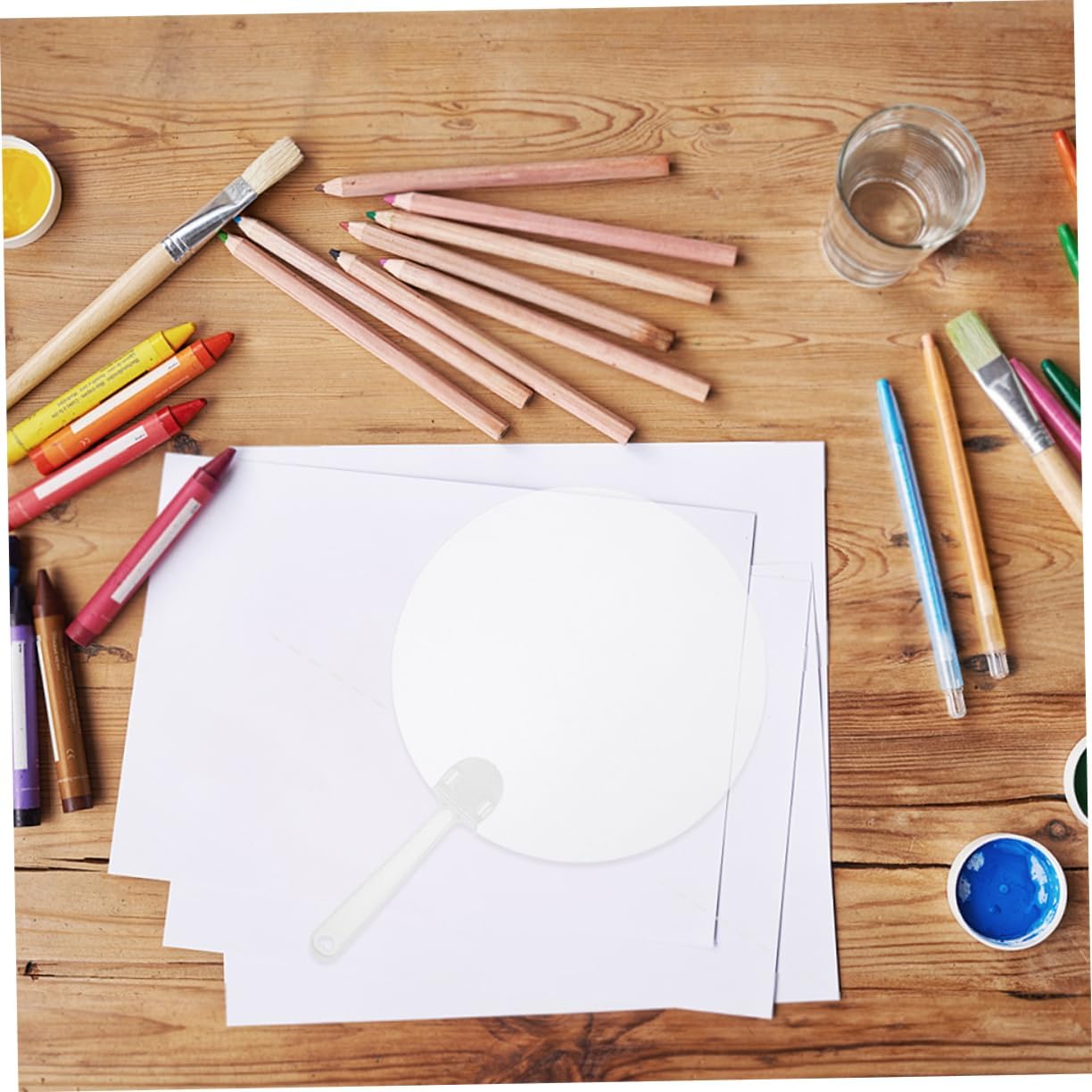 PRETYZOOM 30pcs Fans Handheld DIY Hand Fan Blank Graffiti Hand Sublimation Blank