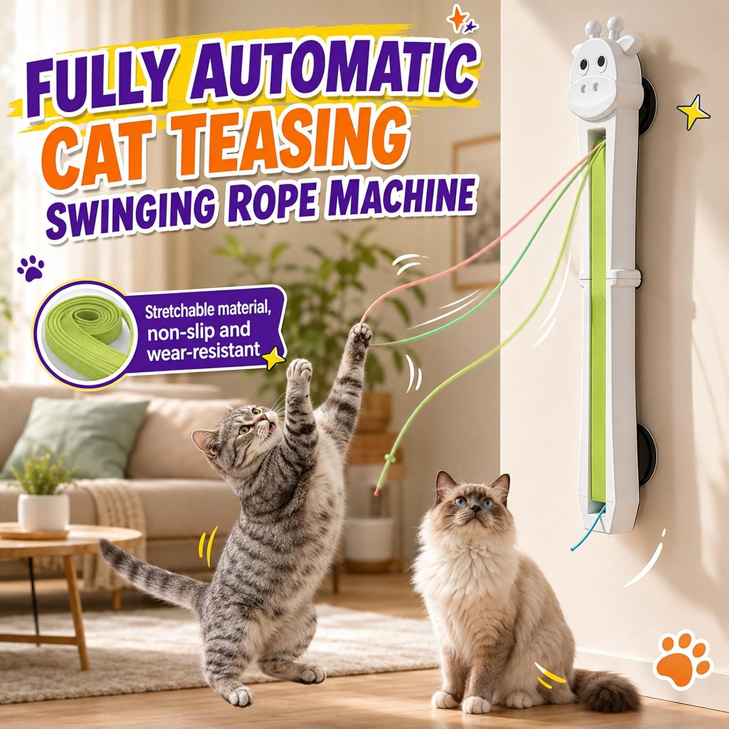 Cat Door Toy, Automatic Cat Rope Toy, Moving Cat Toy image 2