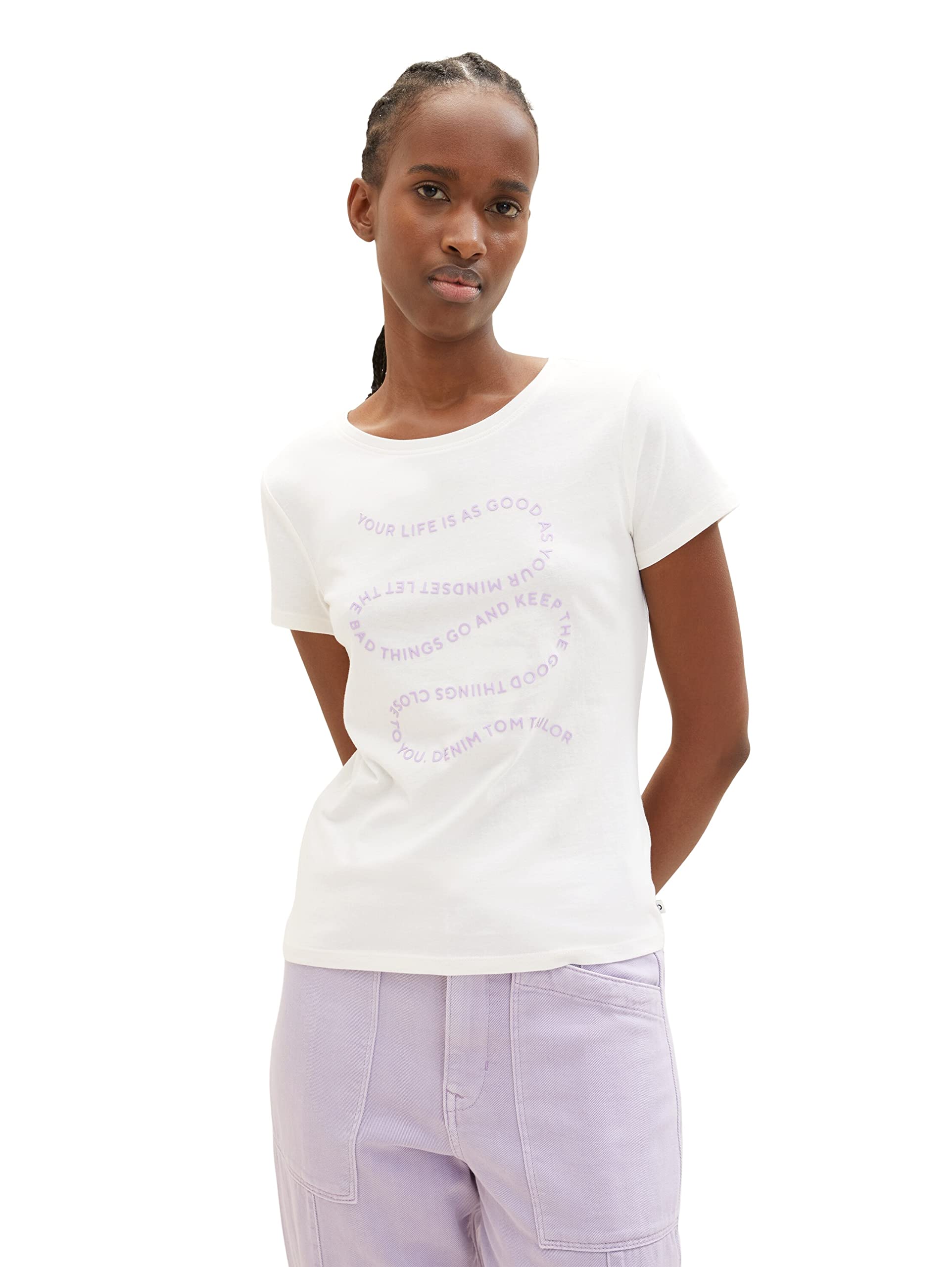 Tom Tailor Denim Ladies T-Shirt 1035383, 10348 - Gardenia White, 2X-Large