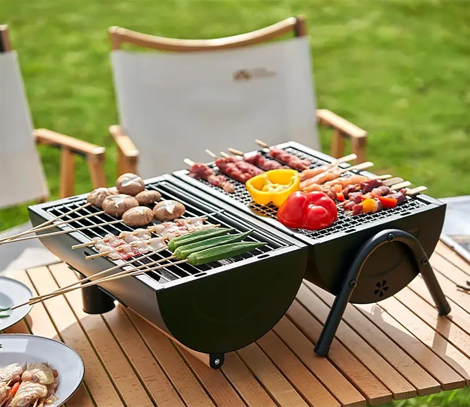 Griglia a Carbone Portatile,Griglia Per Barbecue Portatile Da Tavolo Resistente Al Calore,Acciaio Extra Spesso,Resistente Alle Alte Temperature,facile Da Pulire,per Barbecue All'aperto Campeggio