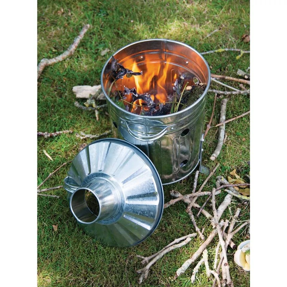 Unibos Mini Garden 15L Litre Galvanised Incinerator Small Fire Bin, Ideal for Burning Paper Leaves, Wood - Image 7