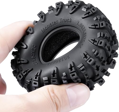 Miniatura 4 de Juego de 4 neumáticos de 1.0 pulgadas, neumáticos para terreno de barro de 2.520 x 0.945 in, de goma suave, compatibles con TRX4M AX24 Axial SCX24