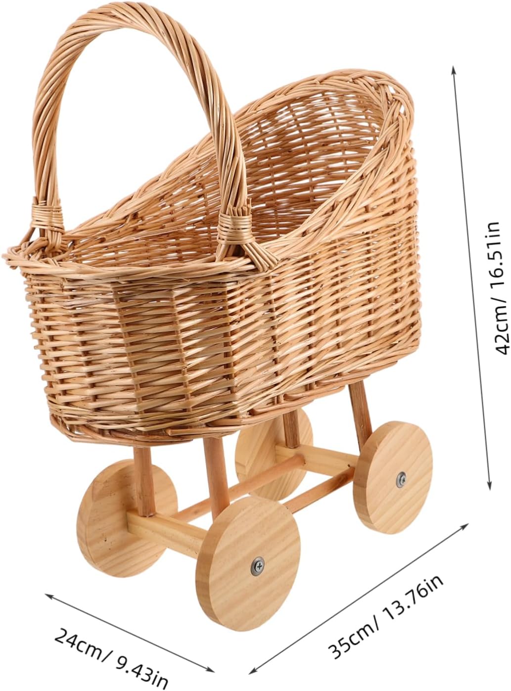 Yardwe Rattan Wedding Stroller for Showers Rustic Party Centerpiece Decorative Basket Lightweight Versatile Light