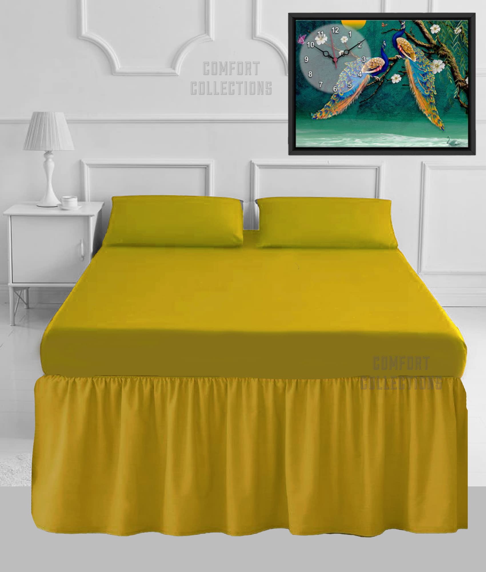 100% Poly Cotton Plain Dyed Percale Easy Care Mustard Pillowcase Pair Only