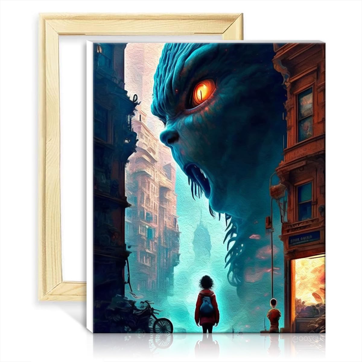 TANGFEIY Paint by Numbers Kits Huge Monster Kids and Adults Paint by Number Kits- with Brushes and Acrylic Pigment for Home Wall Decor Painting with Frame(40x50cm) — image 1