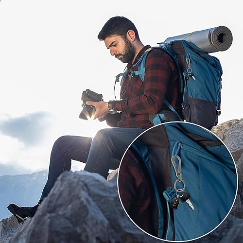 Miniatura 7 de Ouligay Mosquetón de titanio, clip para llavero EDC para llaves, gancho de liberación rápida para hombres y mujeres