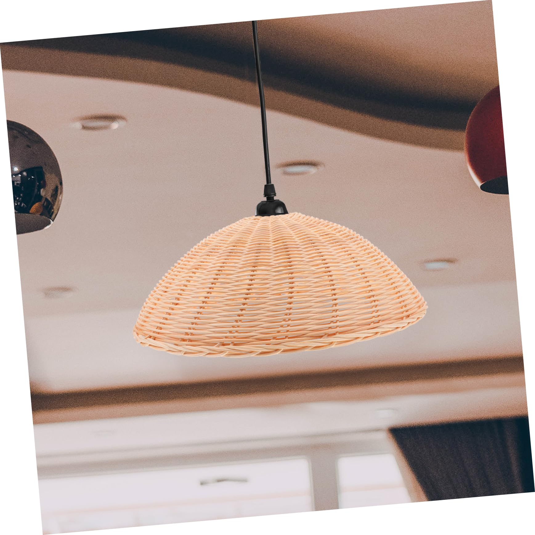 SHINEOFI 2 Pezzi paralume lampadario in rattan arredamento paralume ombra della lampadina decorativo da soffitto lampada da tavolo da pranzo rustico paralumi per hotel