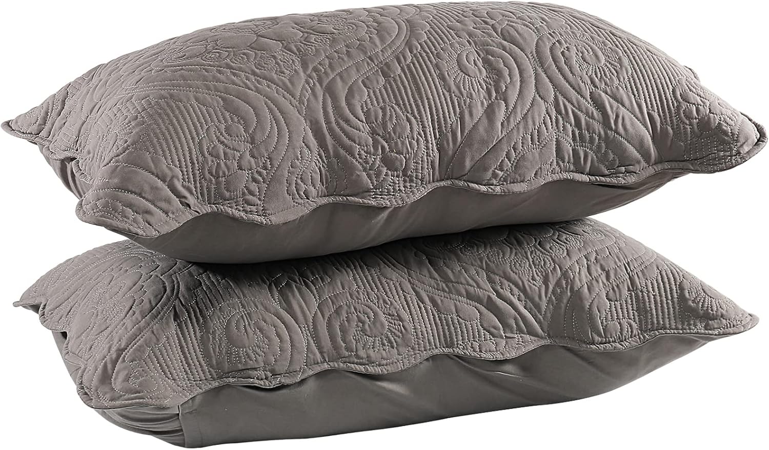 BOSOWOS Quilted Pillow Shams Set of 2, Decorative Microfiber Standard Bed Pillow Shams, Soft Breathable Pillow Covers with Envelope Closure (Grey, 2Pcs:20 x 26inch) - Image 9