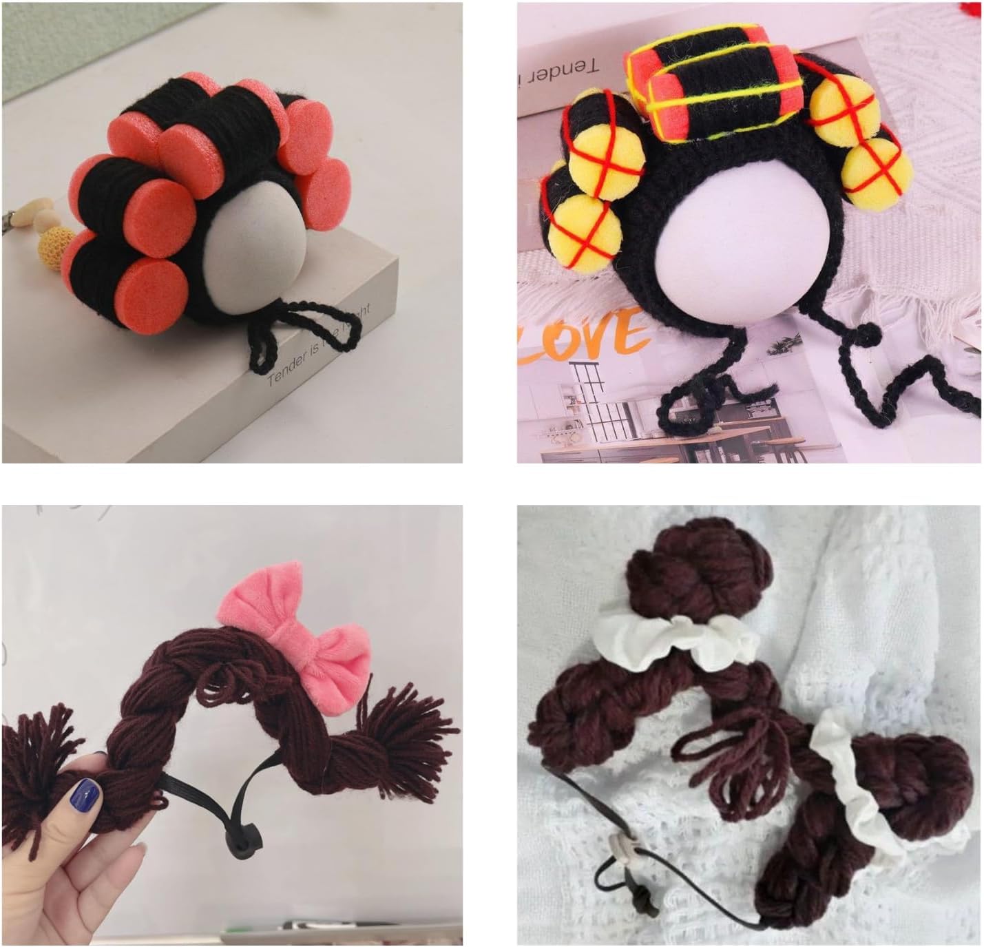 Cat Wig Costume Hat Hair Roller Dress Up Clothing Halloween (Pink Roller) image 2