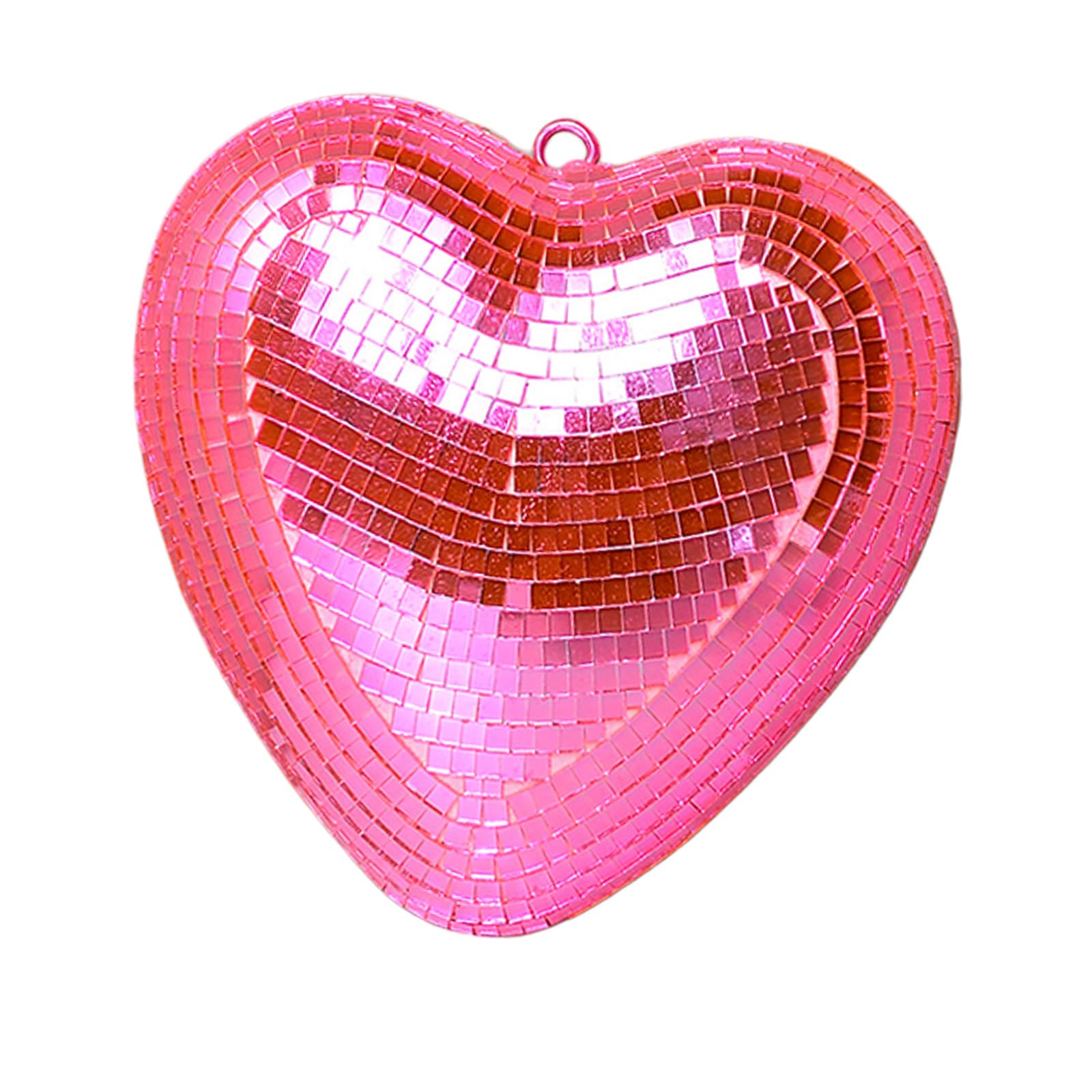 ZEPFJHE Reflective Disco Heart Glass Hanging Ornament for Bedroom Living Room Home Decoration Anniversary Valentines Gift Contemporary Glass Home Addition