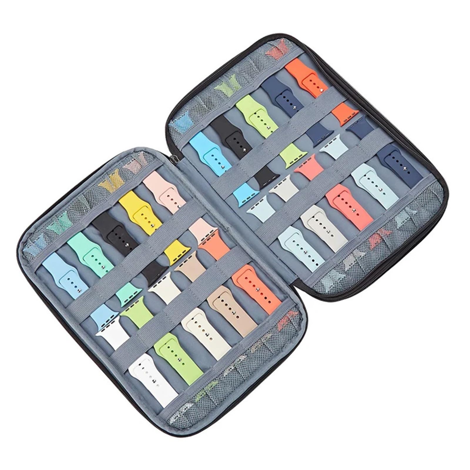 Uhrenarmband-Organizer – Uhrenarmbandhalter, Tragetasche, Aufbewahrungstasche, Reisetasche for Damen und Herren, die meisten Uhrenarmbandgrößen zur Aufbewahrung von Uhren(Double Layer BlacK)