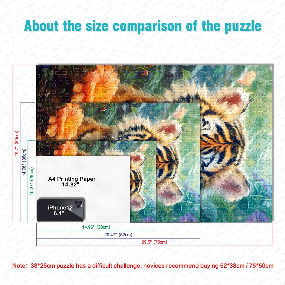 Puzzle 2000 pièces Adultes, Mignon bébé Tigre, Jeux éducatifs la Maison, Jouets à Faire soi-même, Superbes Cadeaux et Jouets, 27,56 po x 39,37 po, Adolescents, à partir de 14 Ans