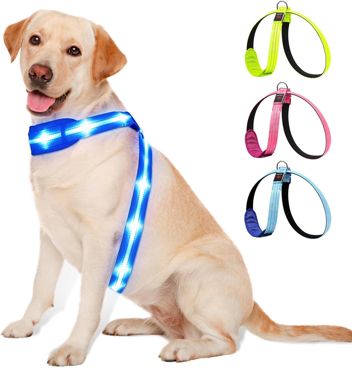 PZRLit Light Up Dog Vest Harness USB Rechargeable, Soft Padded