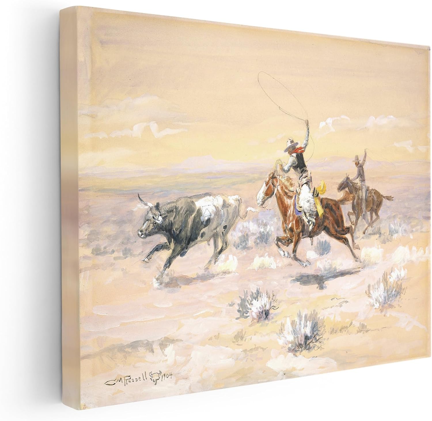 Poster Master Vintage Cowboys From The Bar Triangle Canvas - Retro Cowboy Print - Wild West Art - Gift for Him & Her - Western Decor for Office, Bedroom or Living Room - 8x10 STRETCHED Canvas