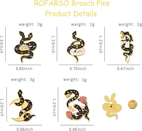 Miniatura 7 de ROFARSO Broche esmaltado con diseño de animales, diseño de conejo, serpiente, zorro, cuervo, flor, arbusto, planta, juego de alfileres de solapa,