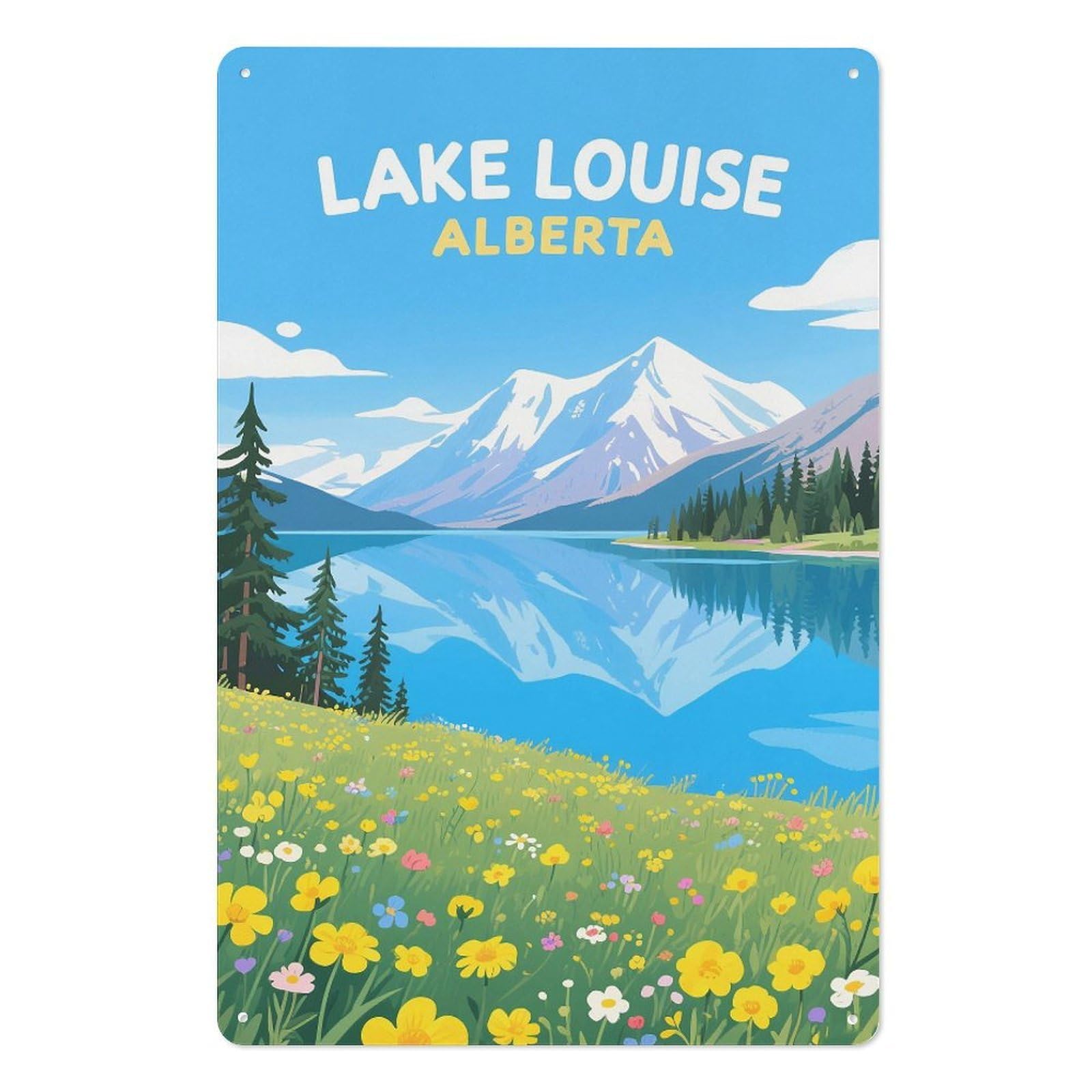 Lake Louise Alberta Retro Design Tin Paintings Vintage Tin Sign 08x12inch(20x30cm) Wall Art for Home Office Bedroom Living Room Cafes Wall Decor