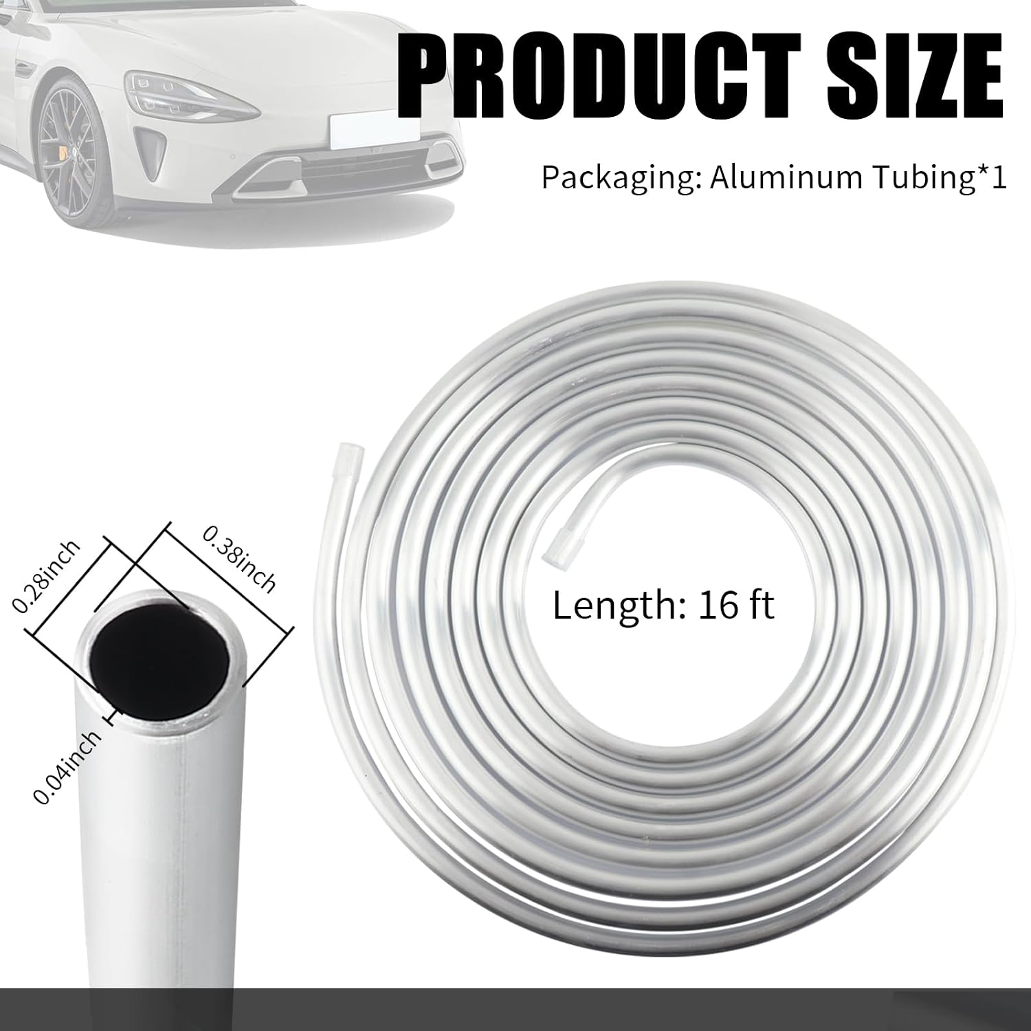 16FT Roll 3/8" Aluminum Tubing,Cuttable 3/8" Aluminum Fuel Line Replacement for Fuel/Transmission Systems,Professional Aluminums Tubing Car Accessories Fits Most Vehicles