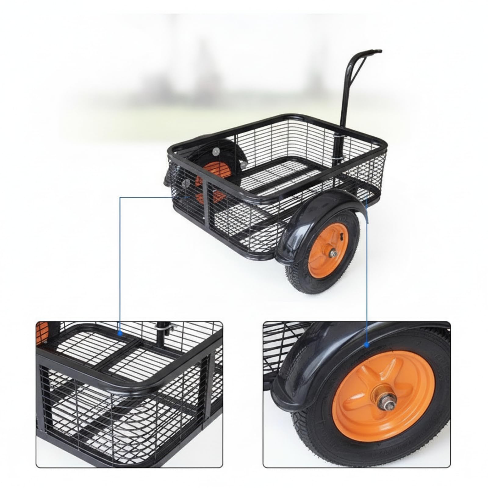 Amagogo Remolque para Bicicleta Remolque Carrito Tráiler Carro con Canasta Metálica Transpirable con Manejo Cómodo y Buena