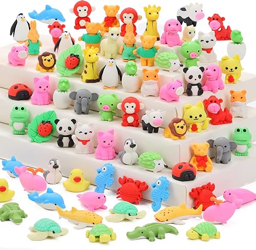Miniatura 8 de LanMa 35 gomas de borrar de animales  mascotas de escritorio, rompecabezas y borradores desmontables para niños, premios de aula y recuerdos de