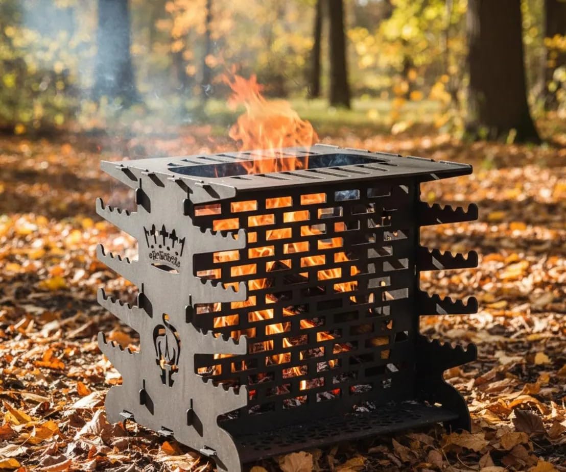 CHILZ Vertical BBQ Grill Queen Design BBQ20, Portable Fire Pit, 2.5mm Laser-Cut Steel, 40.6 x 35.6 x 35.6 cm, 6 kg-picture-20