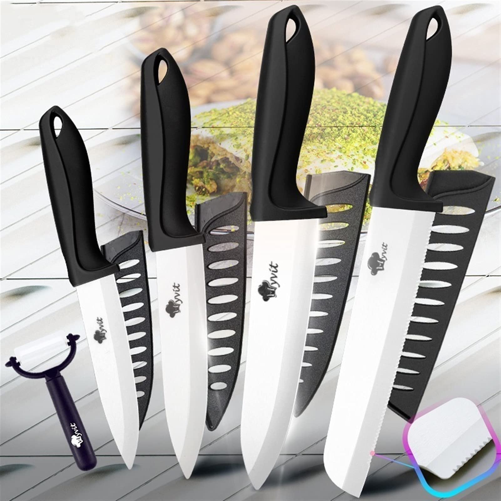 Ensemble de Couteaux en Céramique Couteau de Cuisine 6 Pcs Couteaux d'Office pour Fruits avec un Éplucheur pour Laitue Légumes et Viande, Couteau d'Office 3 Pouces, Couteau à Fruits 4 Pouces, Couteau Ensemble de Couteaux en Céramique Couteau de Cuisine 6 Pcs Couteaux d'Office pour Fruits avec un Éplucheur pour Laitue Légumes et Viande, Couteau d'Office 3 Pouces, Couteau à Fruits 4 Pouces, Couteau