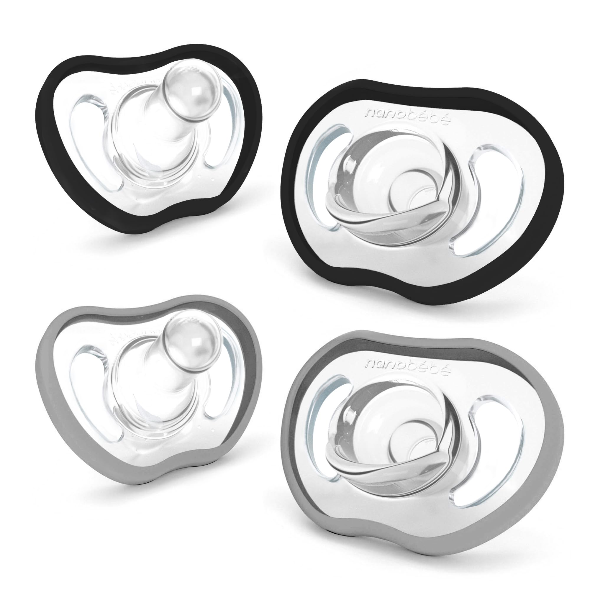 Nanobebe Active Baby Pacifiers 4-36 Months - Orthodontic, Lightweight and Vented, Curves Comfortably with Face Contour, 100% Silicone - BPA Free,