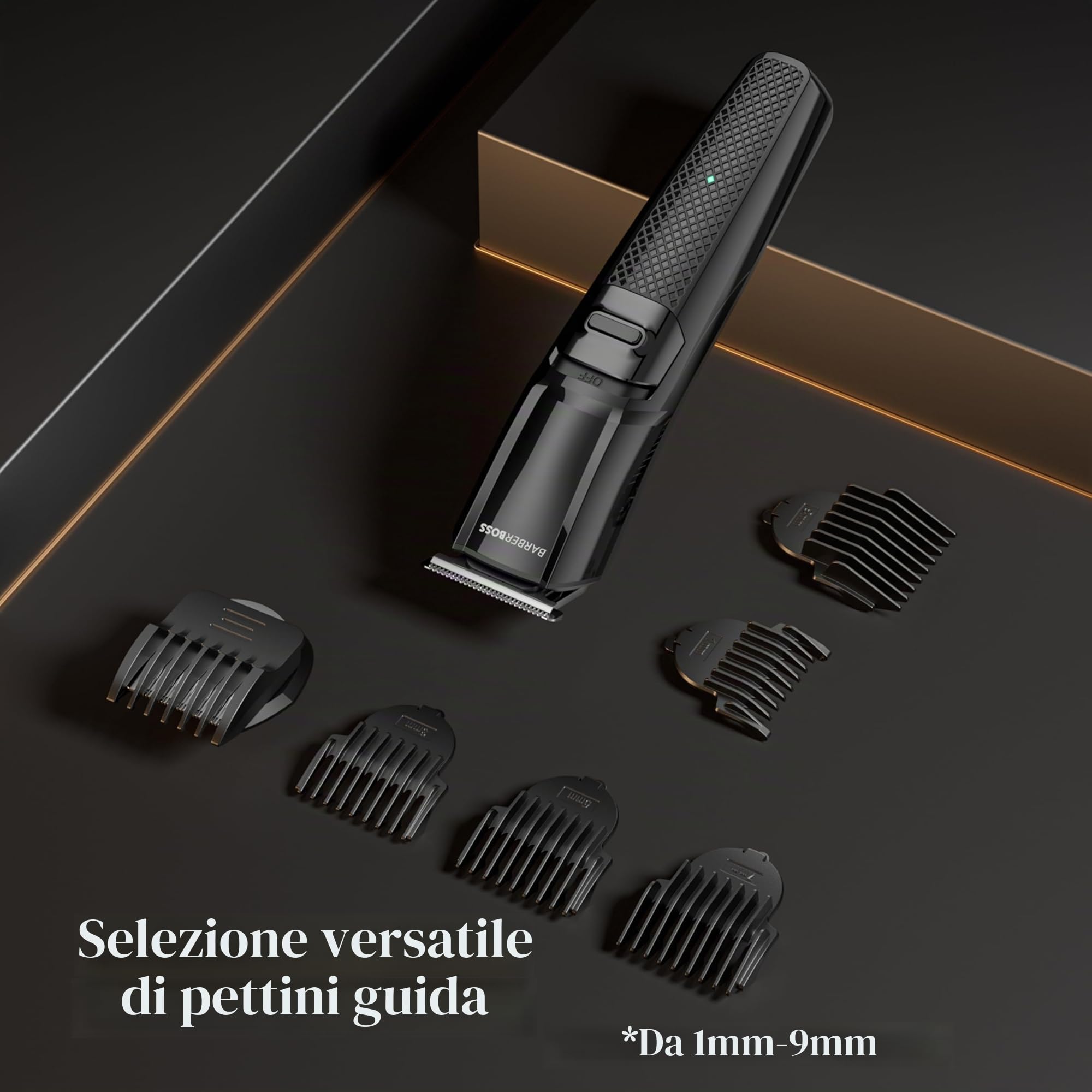 Barberboss Regolabarba da uomo, tagliacapelli versatile per tagli di precisione, kit completo per la toelettatura degli uomini, strumento per lo styling di capelli e barba, kit wireless per taglio di