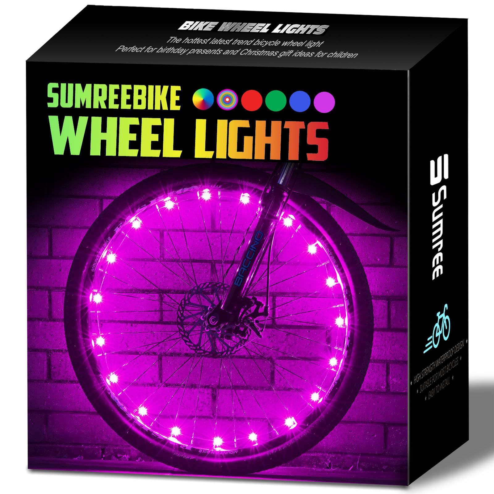 LED Bike Wheel Lights,2-Tire Pack Bicycle Spoke Light with Batteries  Durability and Safety Strip Light, Bike