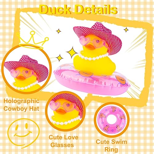 Miniatura 2 de Patos de goma para tablero de instrumentos de automóvil, pato vaquero, adornos de automóvil, accesorios de decoración de tablero de pato amarillo,