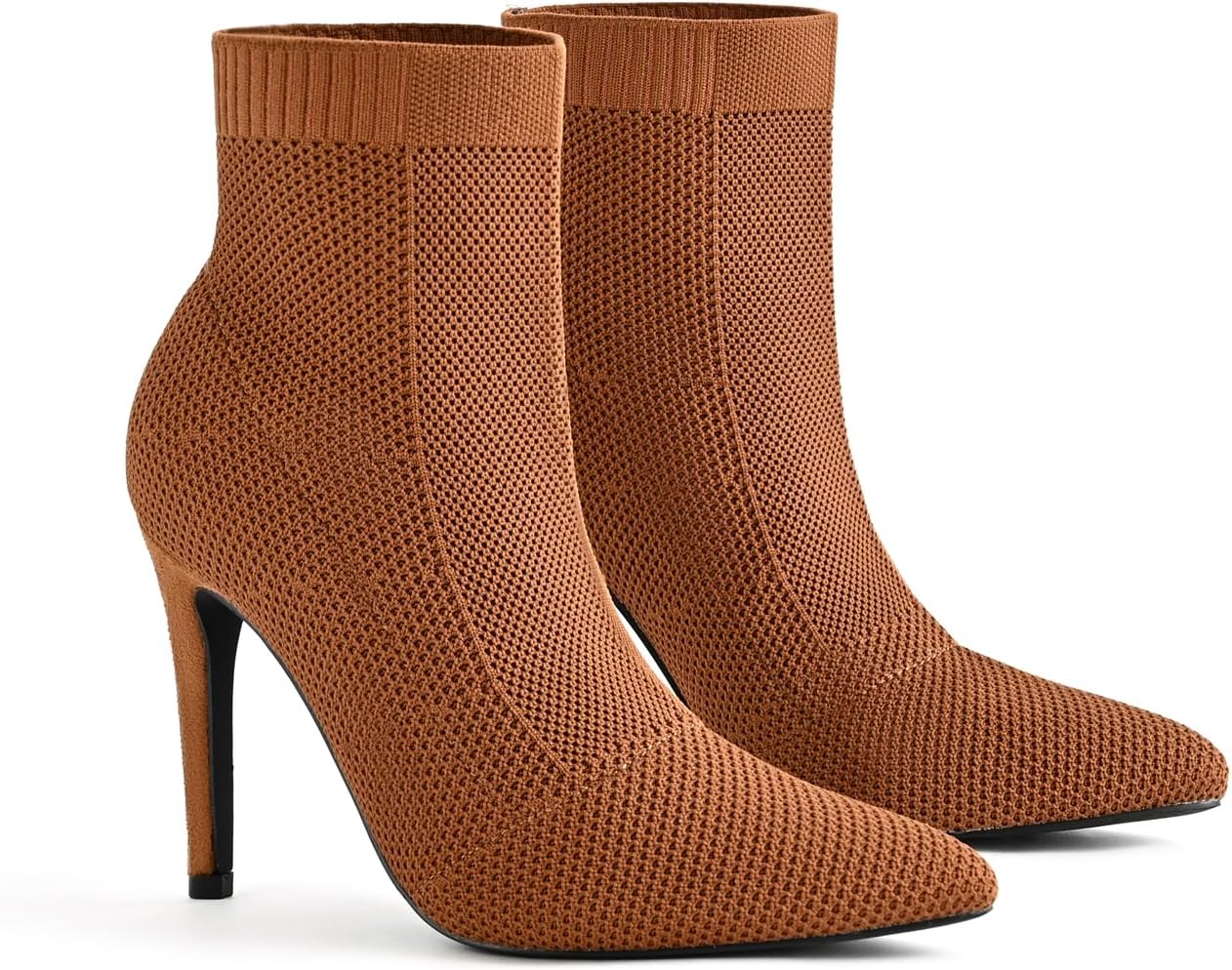 Pointed Toe Stiletto Ankle Boots for Women Trendy 4 in High Heel Sock booties