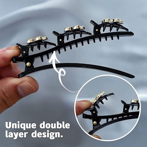 Miniatura 4 de 8 pinzas trenzadas para el cabello XIACIBDUS Crystal Stone Duckbill y 3 pasadores pequeños Rsvelte para mujeres y niñas