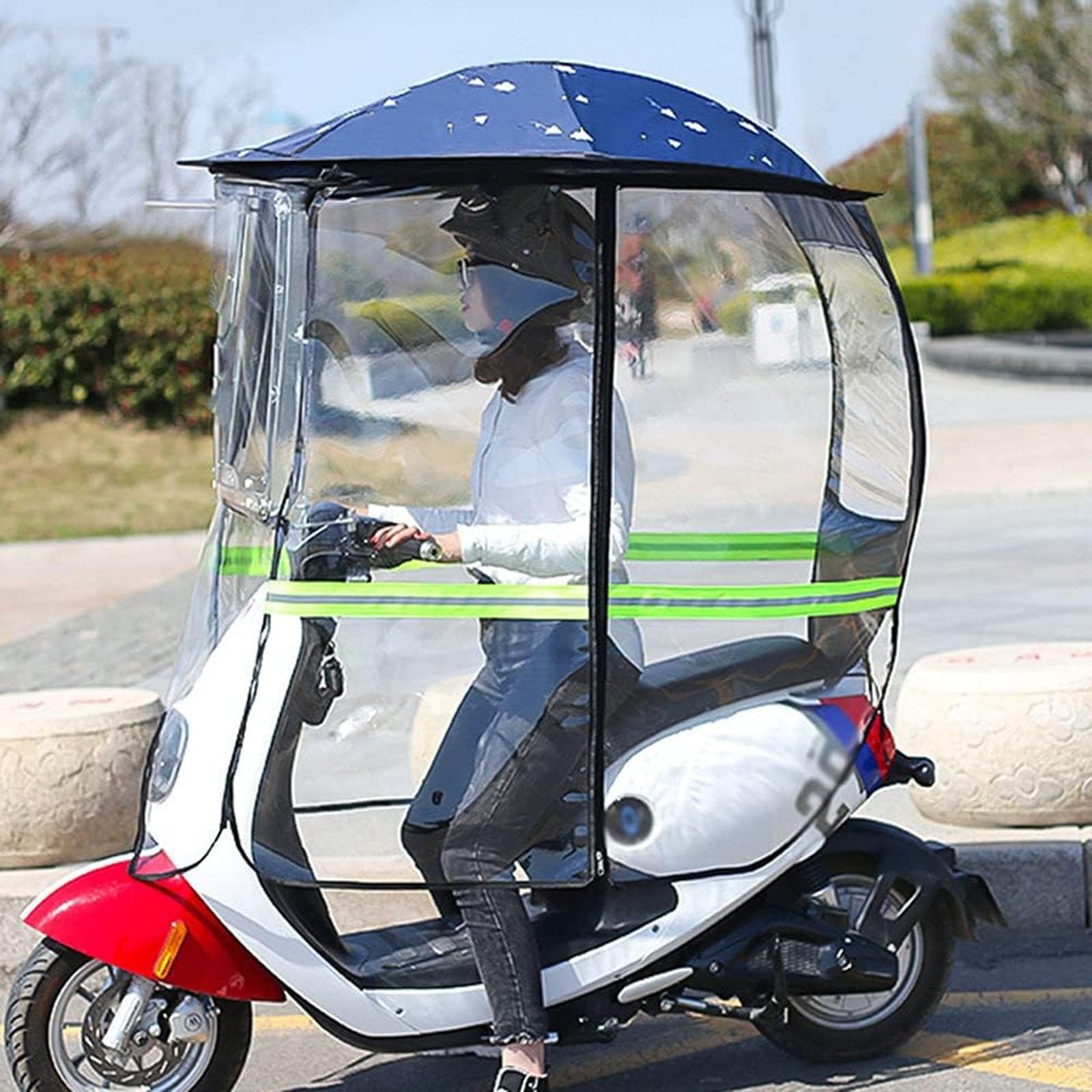 Osłona przeciwdeszczowa na motocykl, parasol samochodowy – baldachim przeciwdeszczowy do samochodów elektrycznych, hulajnogi – wodoodporny pokrowiec na akumulator do samochodu z baldachimem