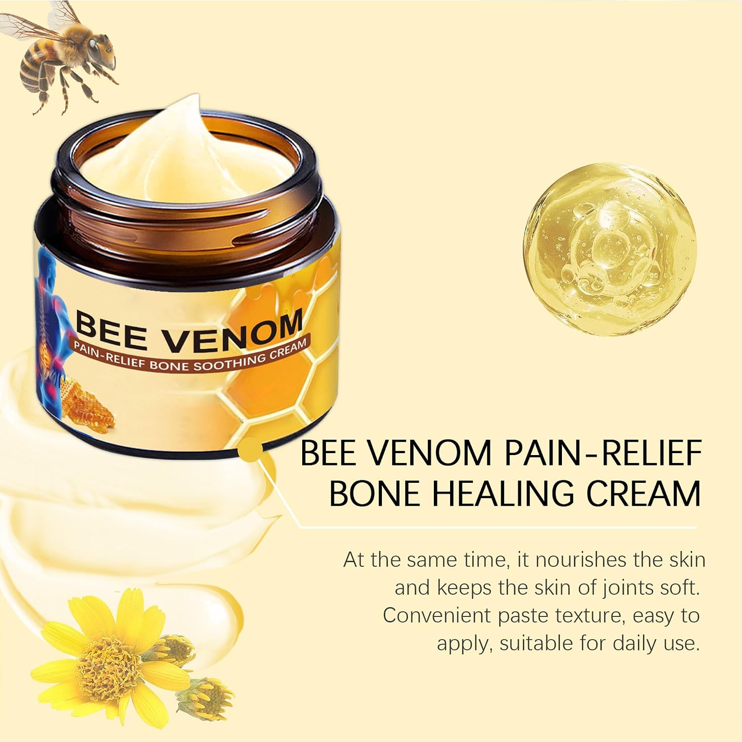Bee Venom Cream-Suitable for Neck, Waist, Back, Hands, Feet and Leg Joint Pain Care